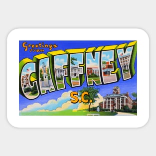 Greetings from Gaffney South Carolina, Vintage Large Letter Postcard Sticker